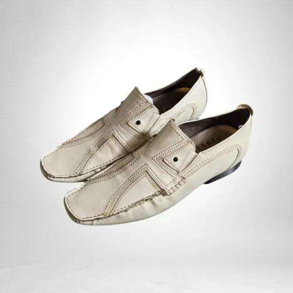 Lounge by Mark Nason Size 9.5 Men's Vintage Leather Loafers Off White - Picture 2 of 11